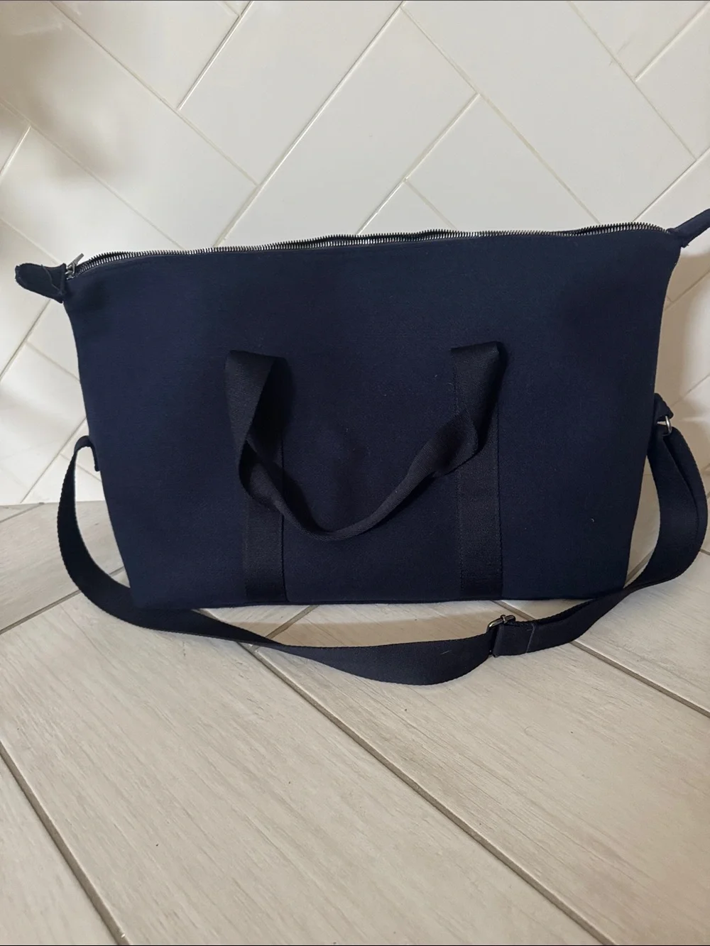 Coach Fragrance Navy Blue Weekender Duffel Travel Tote Bag Shoulder Strap